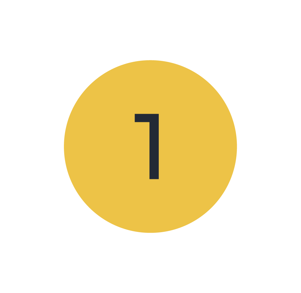 Here is a yellow circle with a black number 1 in the middle.