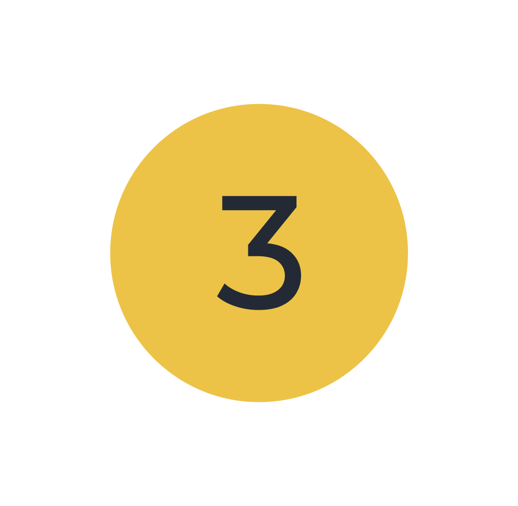 Here is a yellow circle with a black number 3 in the middle.