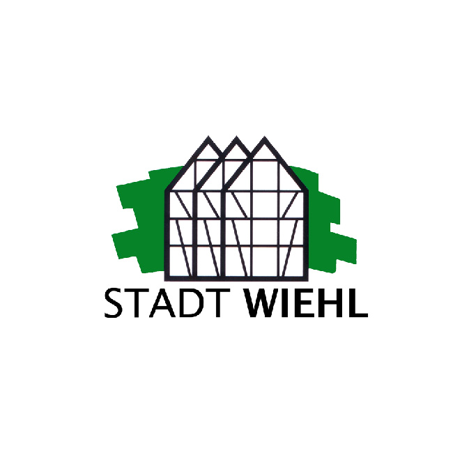 Logo der Stadt Wiehl mit Fachwerkhäuser-Logo.