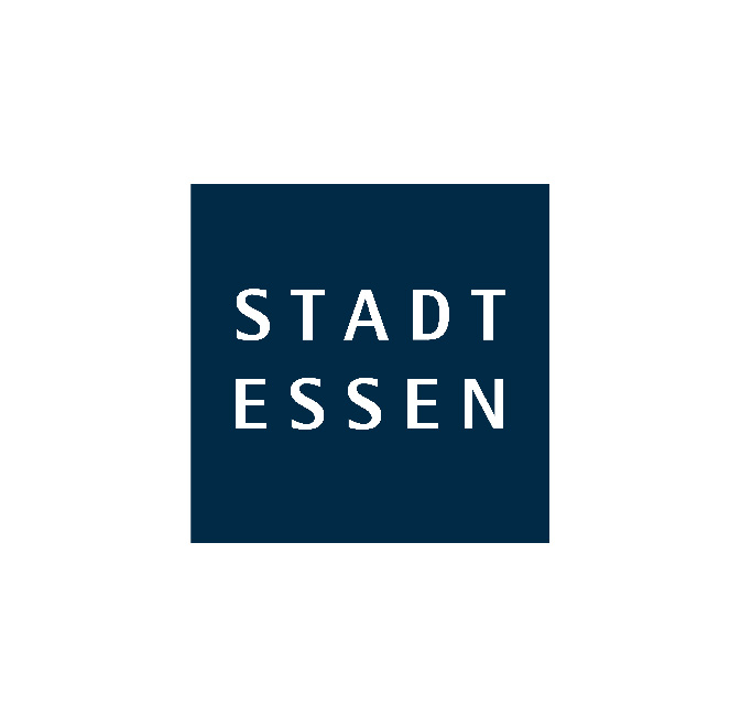Modernes Logo der Stadt Essen in Blau mit Schriftzug.