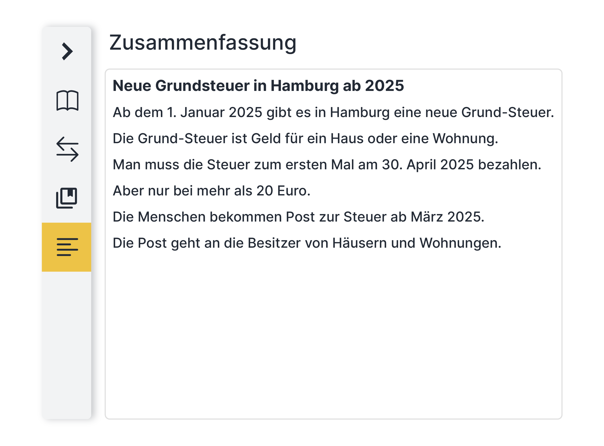 Untitled-2-19 Ausschnitt von der Benutzeroberfläche des Tools von SUMM AI mit Fokus auf die Zusammenfassungsfunktion.