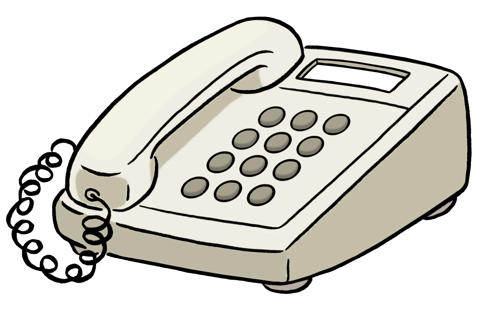 Auf diesem Bild sehen Sie eine Illustration von einem Telefon. Diese Illustration ist für Leichte Sprache Texte geeignet. 